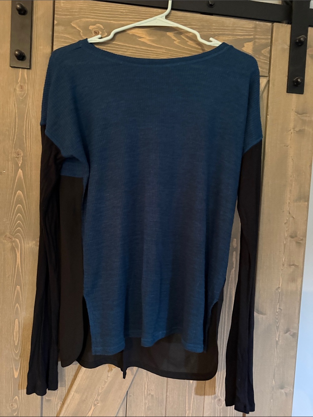 Sanctuary Blue and Black Long-Sleeve Layered looking Top
